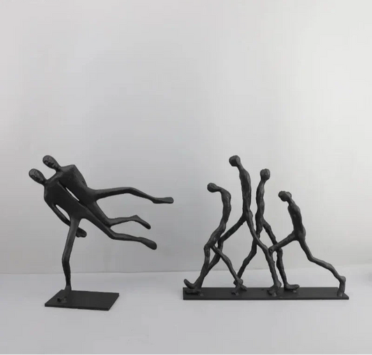 Abstract Cast Iron Figurines | Modern Home Decor | Heavyweight Sculptures Set