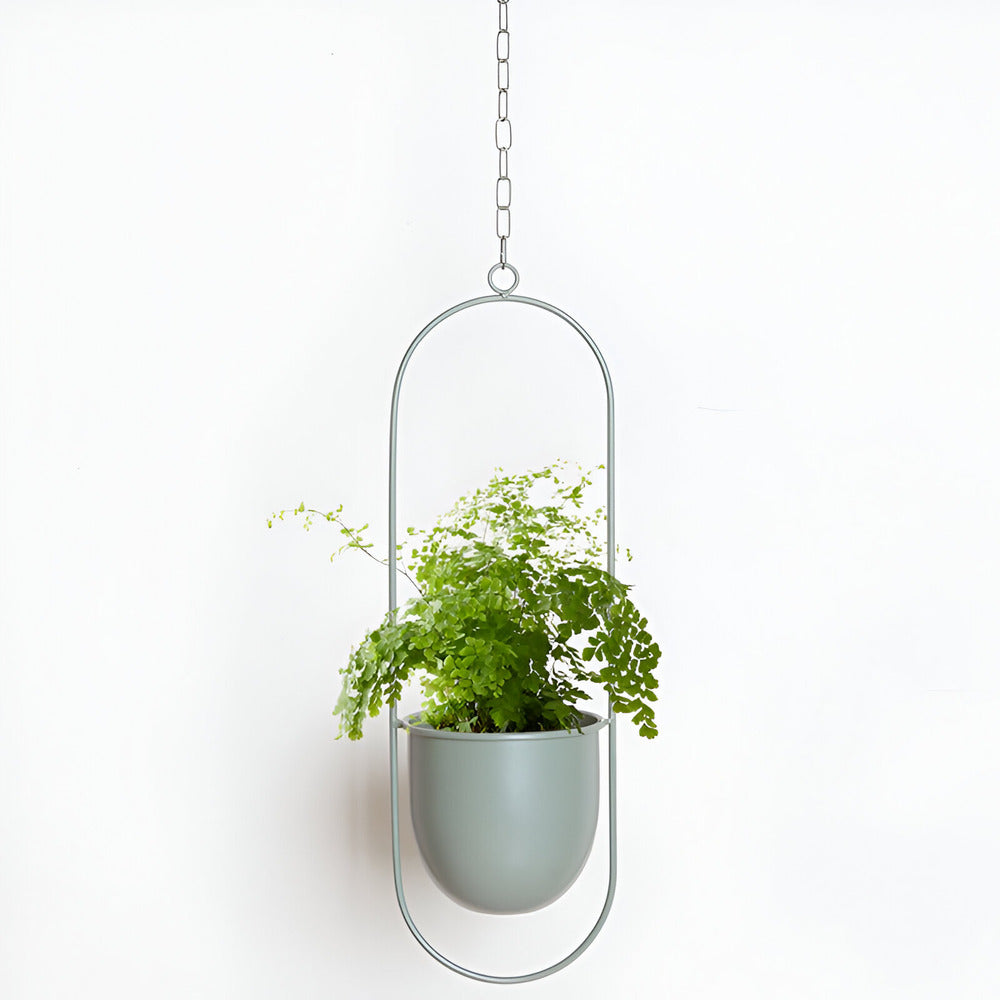 Hanging Plant Pot Holder with Iron Frame