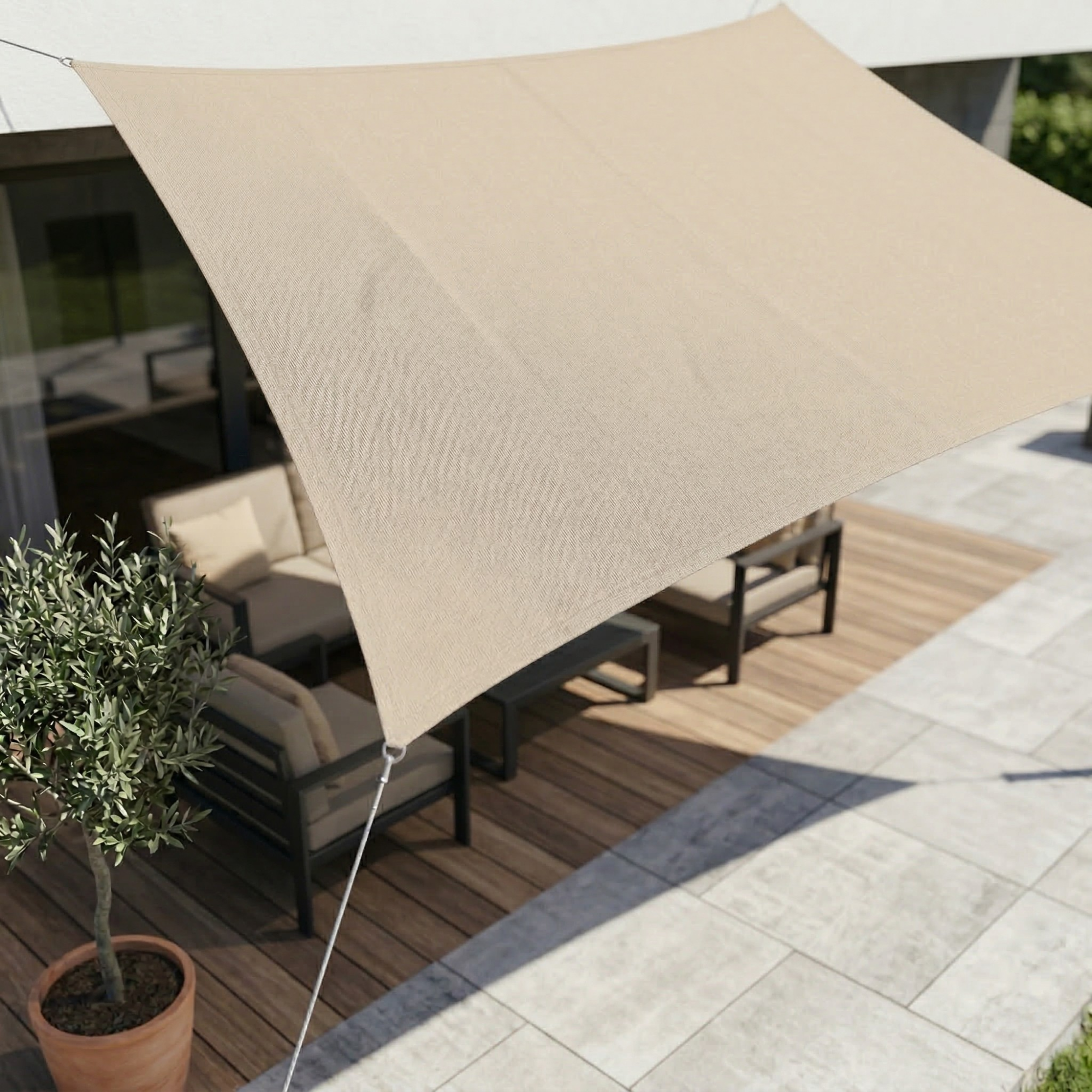 Sunshade with Corner Rope Attachments