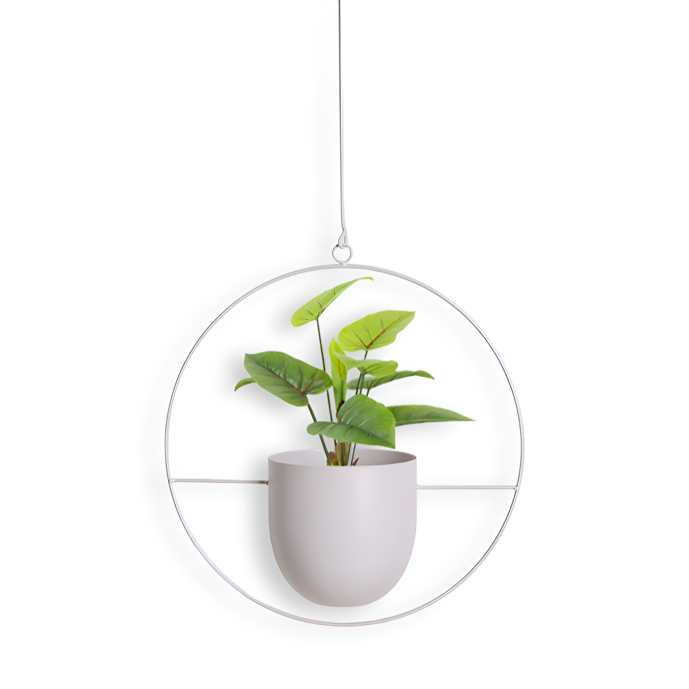 Hanging Plant Pot Holder with Iron Frame