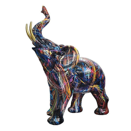 Abstract Elephant Sculpture | Handcrafted Colorful Artistic Decor | Resin | 20 cm