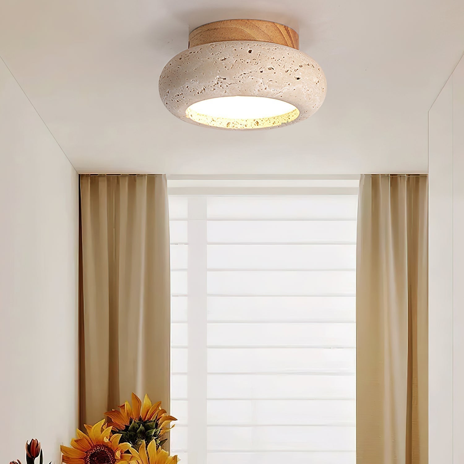 Ceiling Light with Central Stone Panel