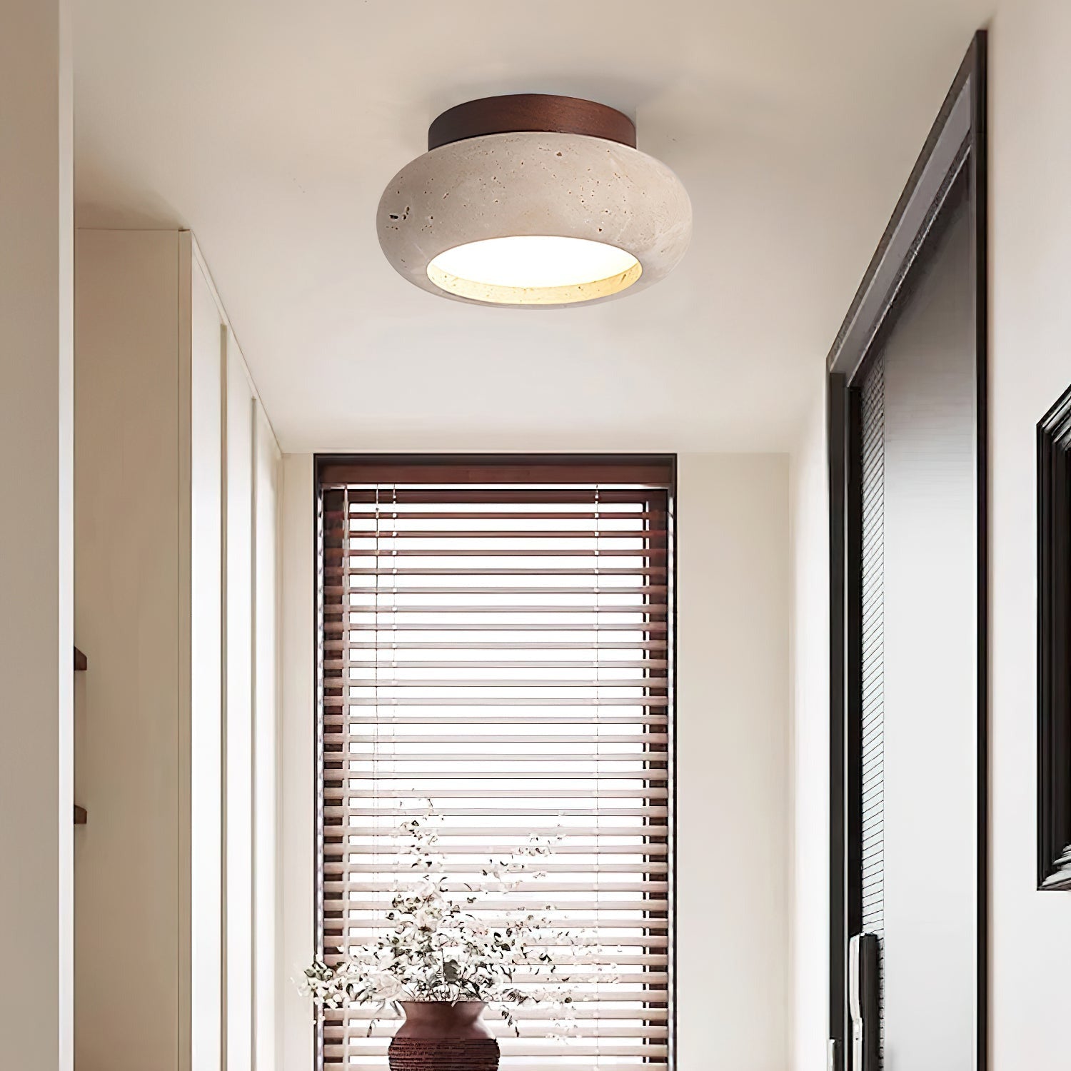 Ceiling Light with Central Stone Panel