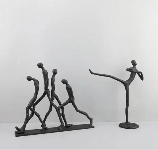 Abstract Cast Iron Figurines | Modern Home Decor | Heavyweight Sculptures Set