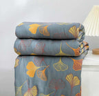 Throw Blanket with Ginkgo Leaf Pattern