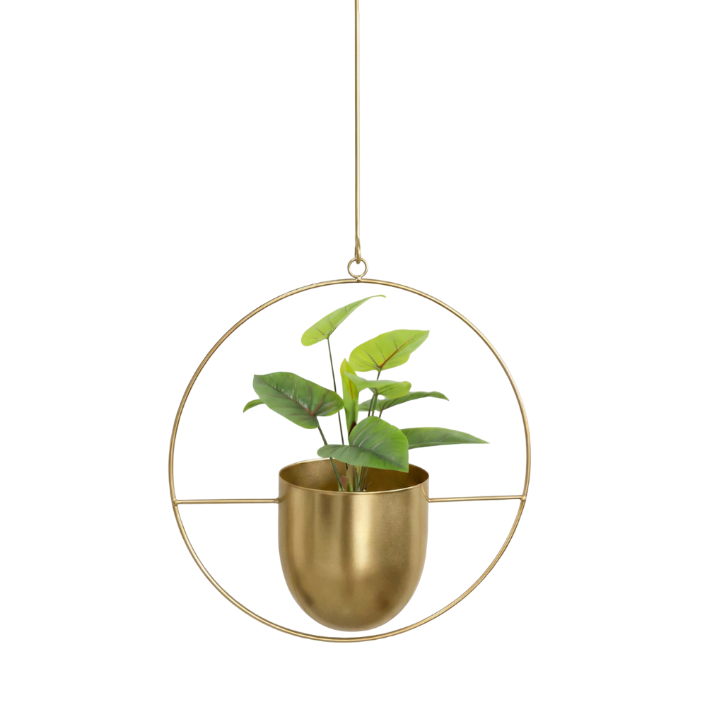 Hanging Plant Pot Holder with Iron Frame