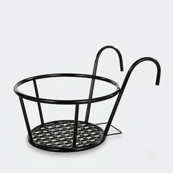 Balcony Pot Hangers | Hook-On No-Drill & Open-Grid Drainage | Set of 3