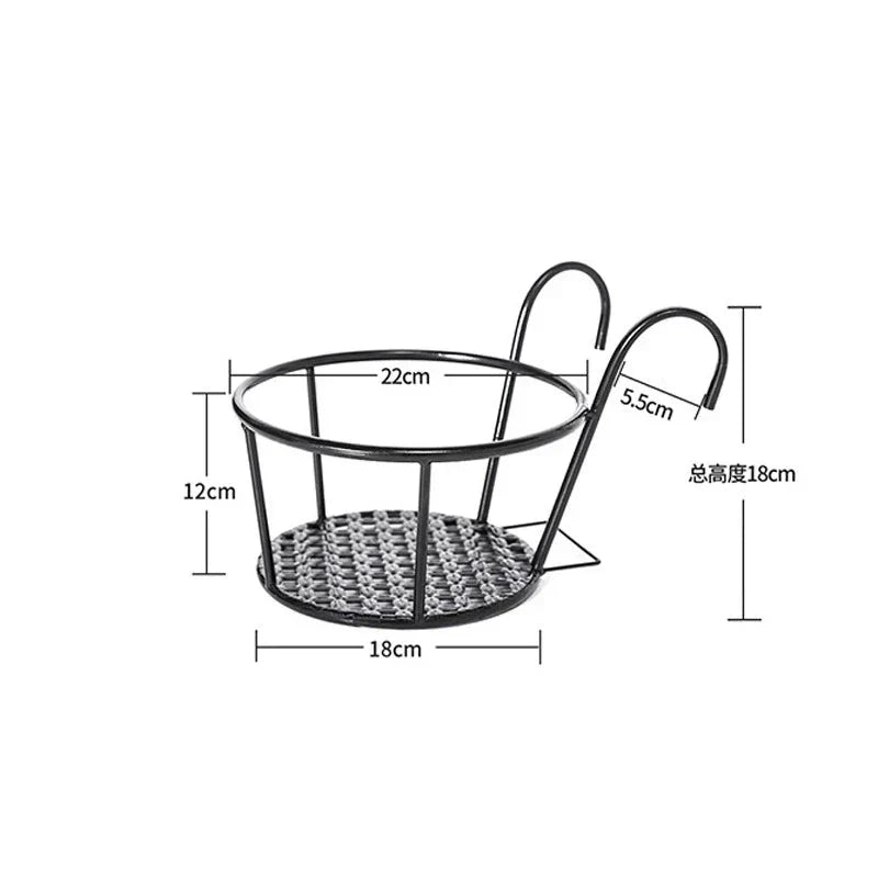 Balcony Pot Holder | Space-Saving Hook Mount & Open Drainage | Fits Pots Up To 22 cm