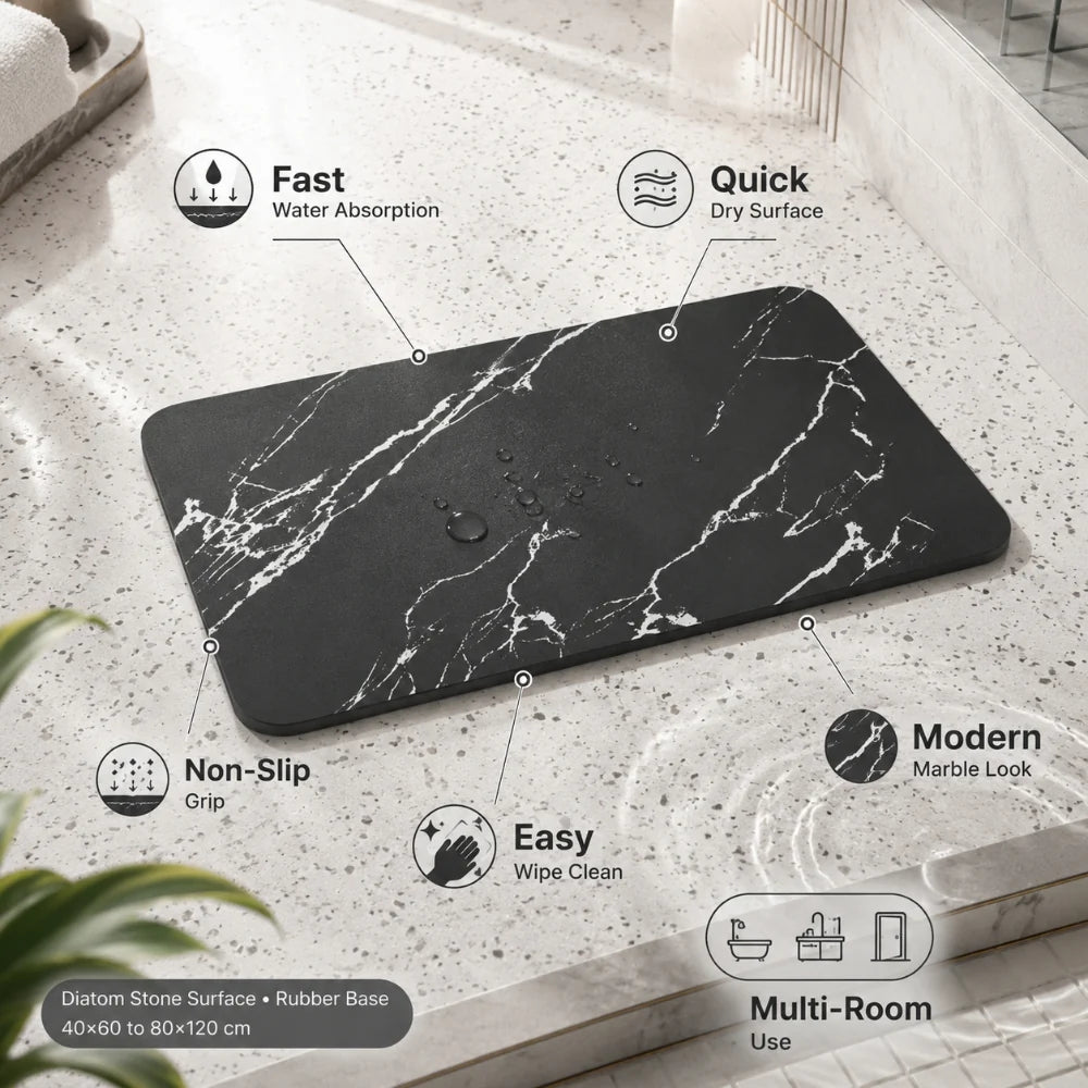 Bath Mat with Diatomaceous Stone Surface