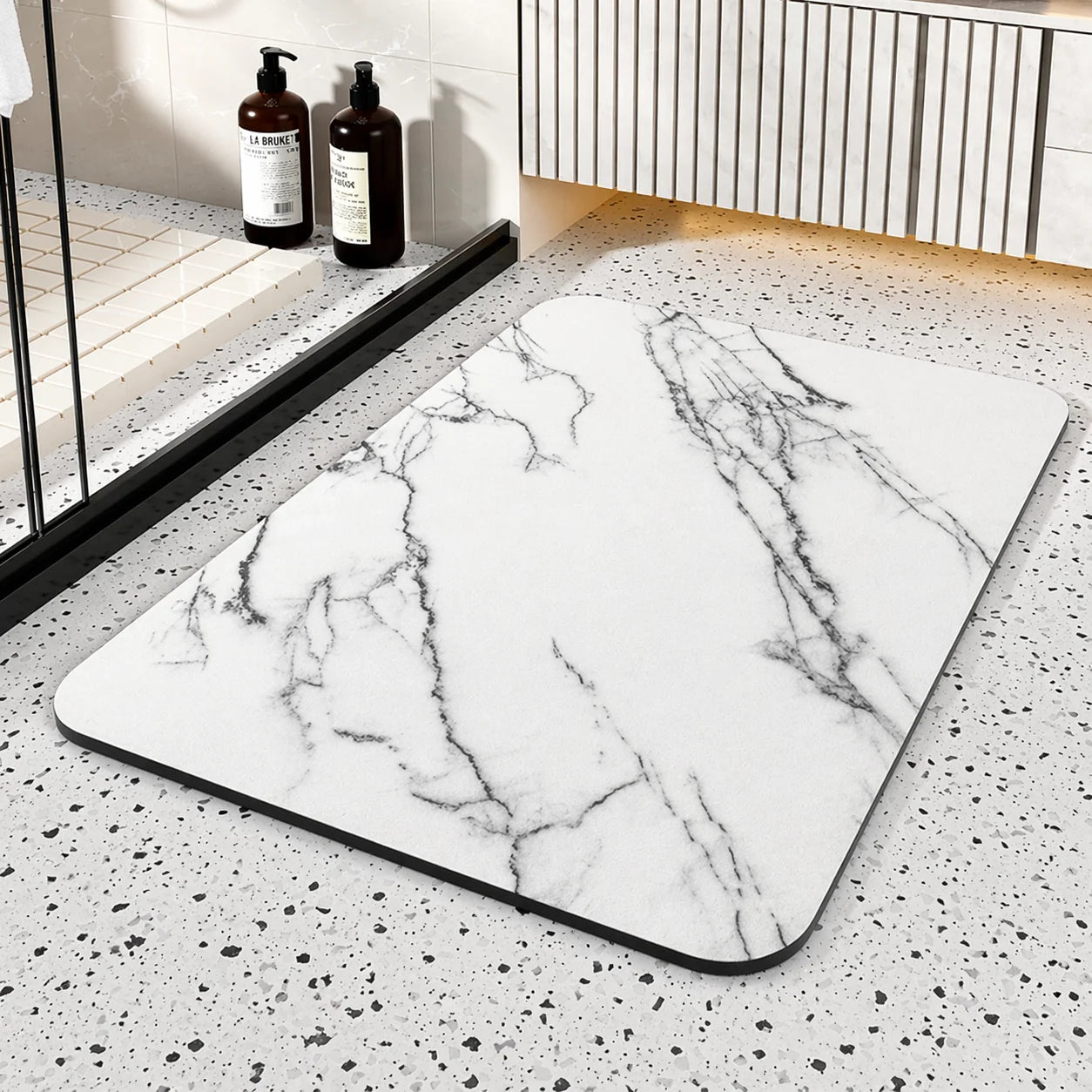 Bath Mat with Diatomaceous Stone Surface