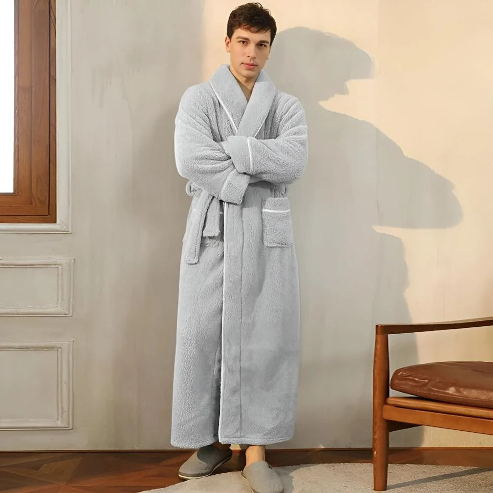 Bathrobe | Plush Coral Fleece Shawl Collar & Waist Tie | Unisex