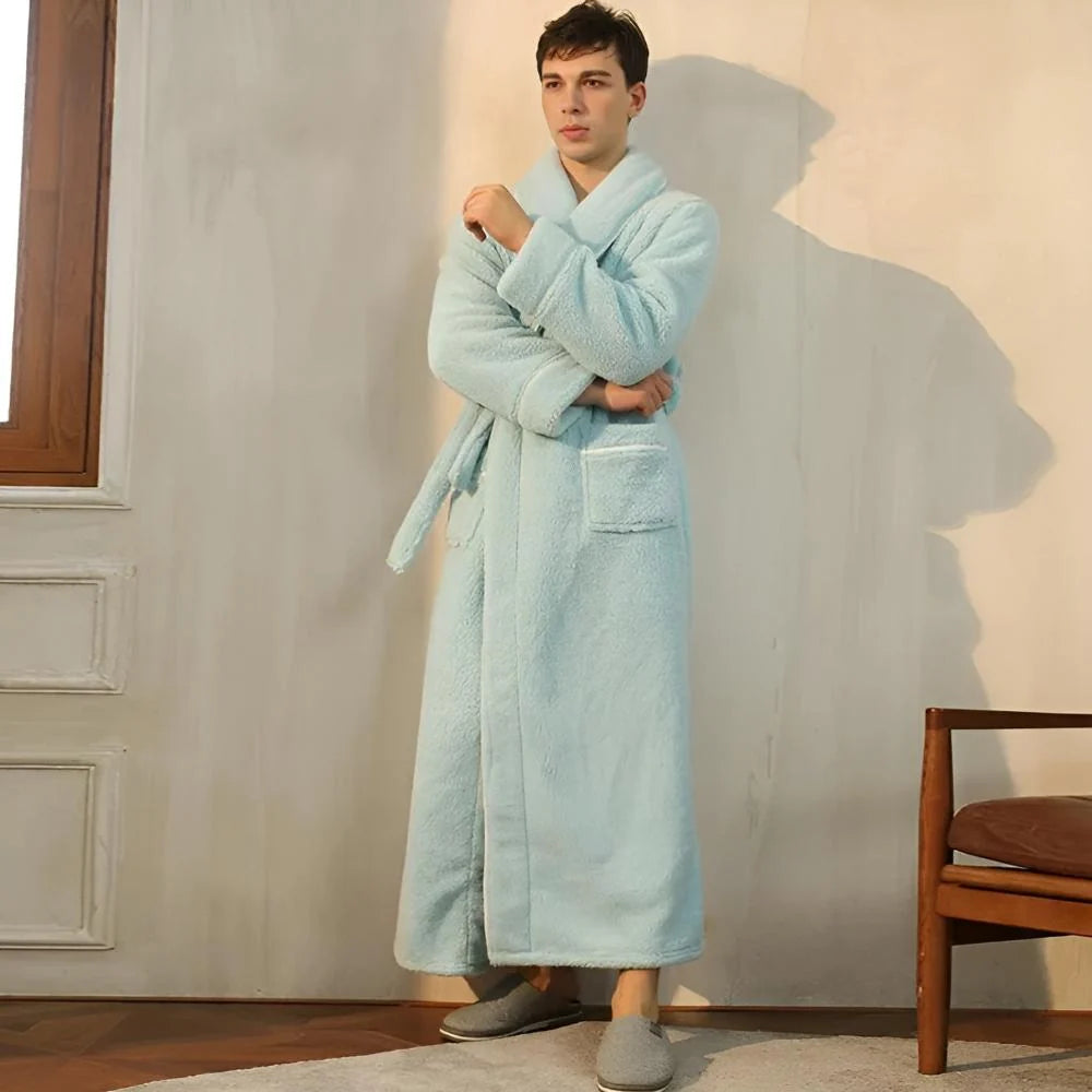 Bathrobe | Plush Coral Fleece Shawl Collar & Waist Tie | Unisex