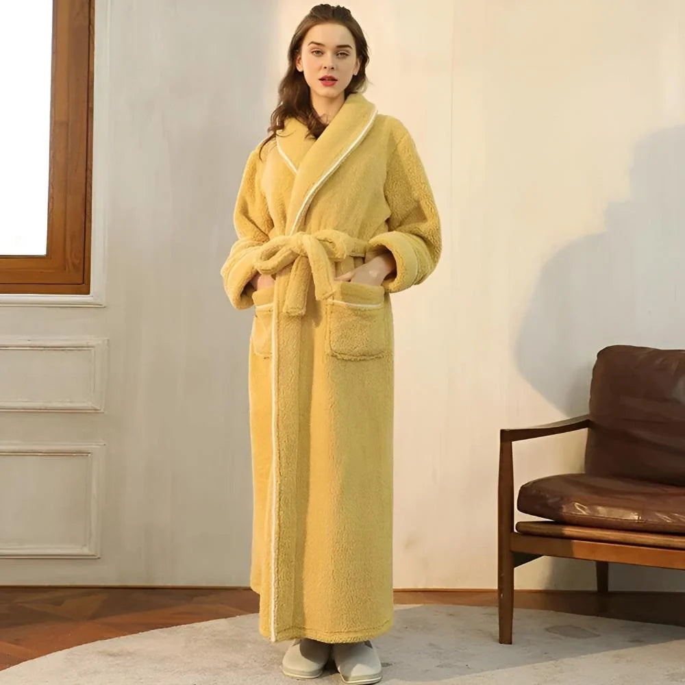 Bathrobe | Plush Coral Fleece Shawl Collar & Waist Tie | Unisex