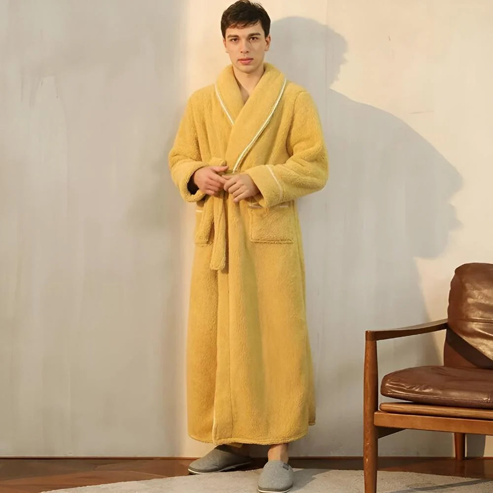 Bathrobe | Plush Coral Fleece Shawl Collar & Waist Tie | Unisex