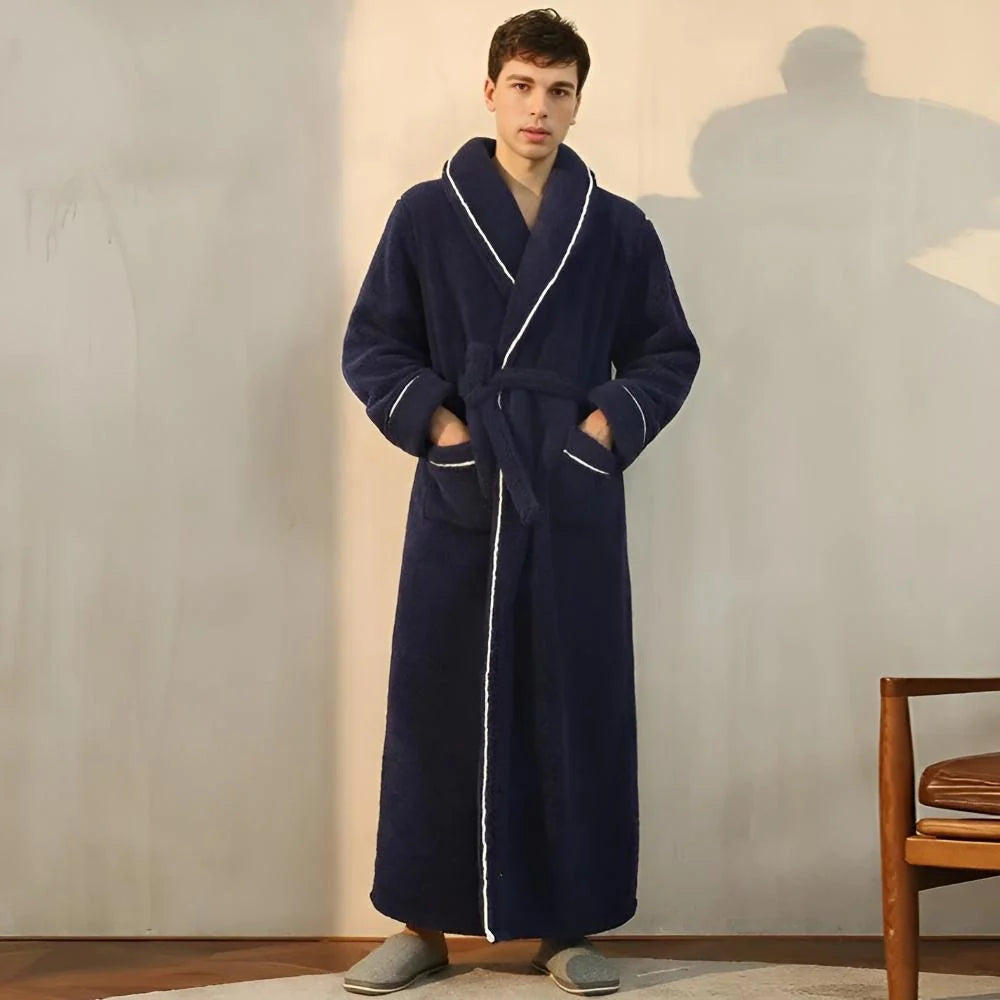 Bathrobe | Plush Coral Fleece Shawl Collar & Waist Tie | Unisex