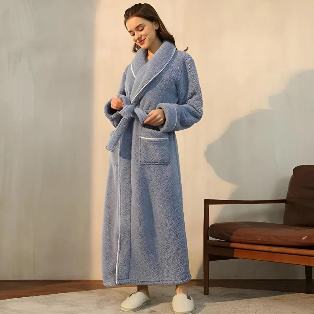 Bathrobe | Plush Coral Fleece Shawl Collar & Waist Tie | Unisex