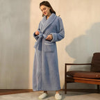 Bathrobe | Plush Coral Fleece Shawl Collar & Waist Tie | Unisex