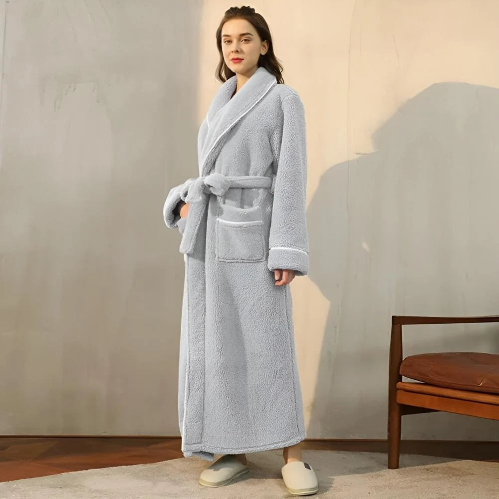Bathrobe | Plush Coral Fleece Shawl Collar & Waist Tie | Unisex