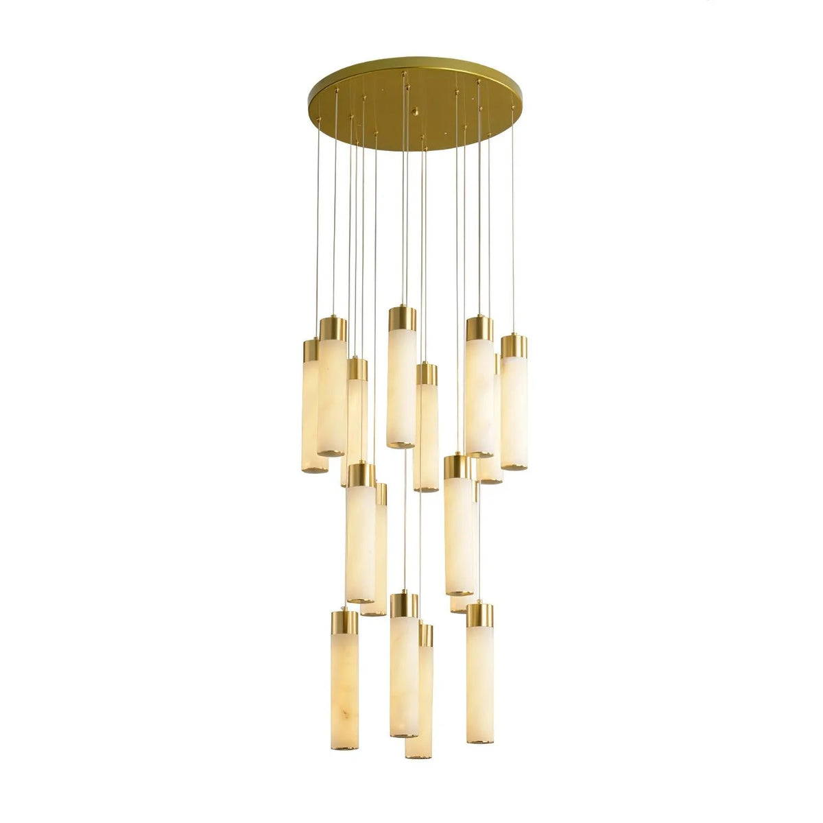 Ceiling Chandelier | Alabaster Shades & Brass Finish | Integrated LED
