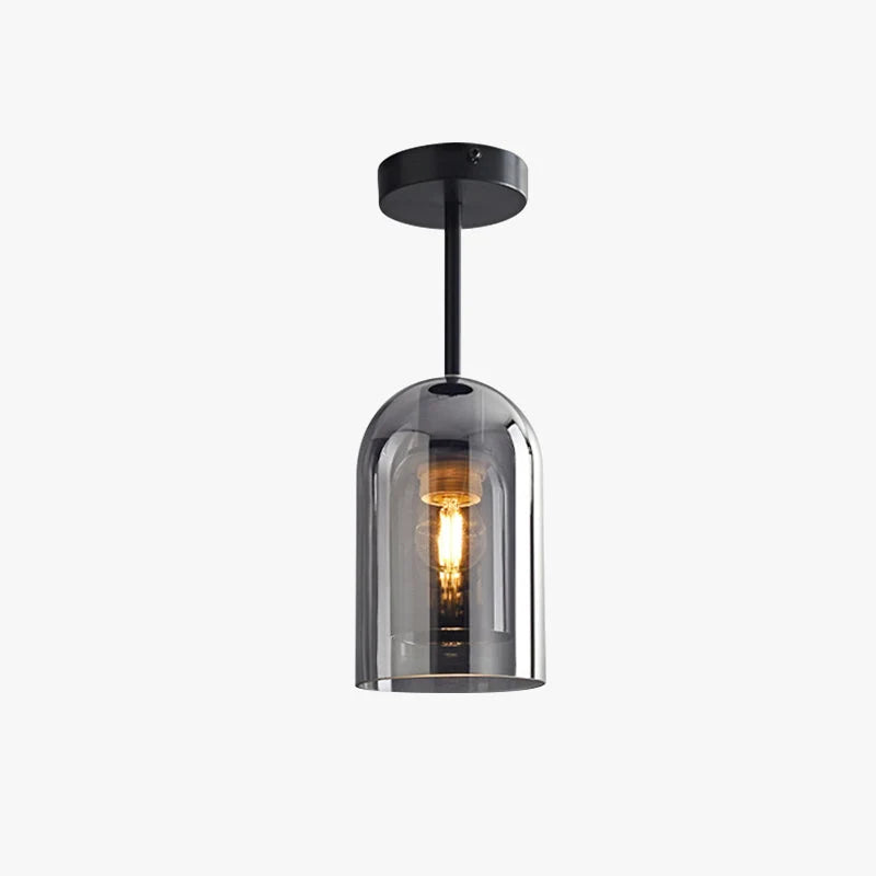 Ceiling Lamp | Copper & Glass Shade | 3-Color LED Included