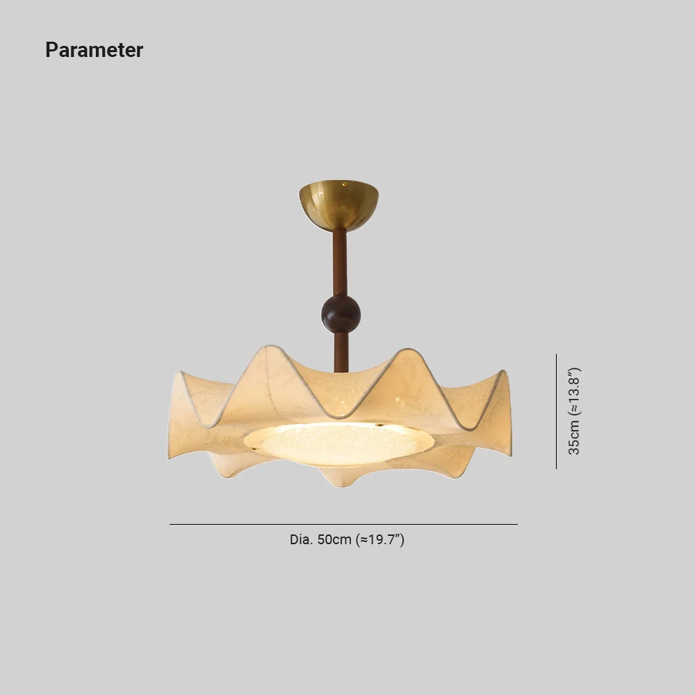Ceiling Light | Floral Fabric Shade & Wood-Metal Frame | 50 cm Diameter
