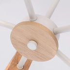 Chandelier Ceiling Light | Metal Frame & Solid Wood Shades | 3, 5, 6 or 8 Lights