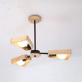Chandelier Ceiling Light | Metal Frame & Solid Wood Shades | 3, 5, 6 or 8 Lights