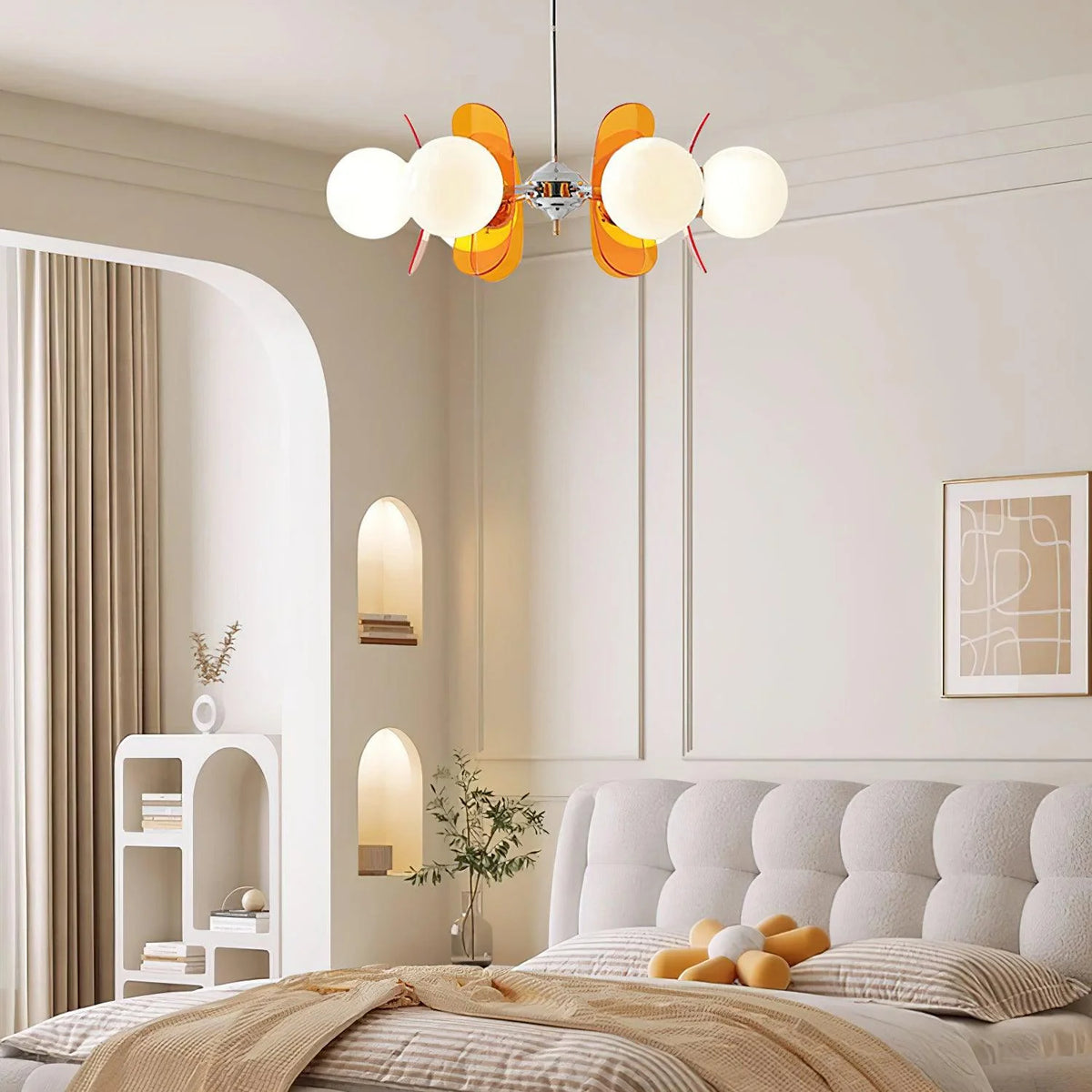 Chandelier | Floral Petal Design, Metal & Glass