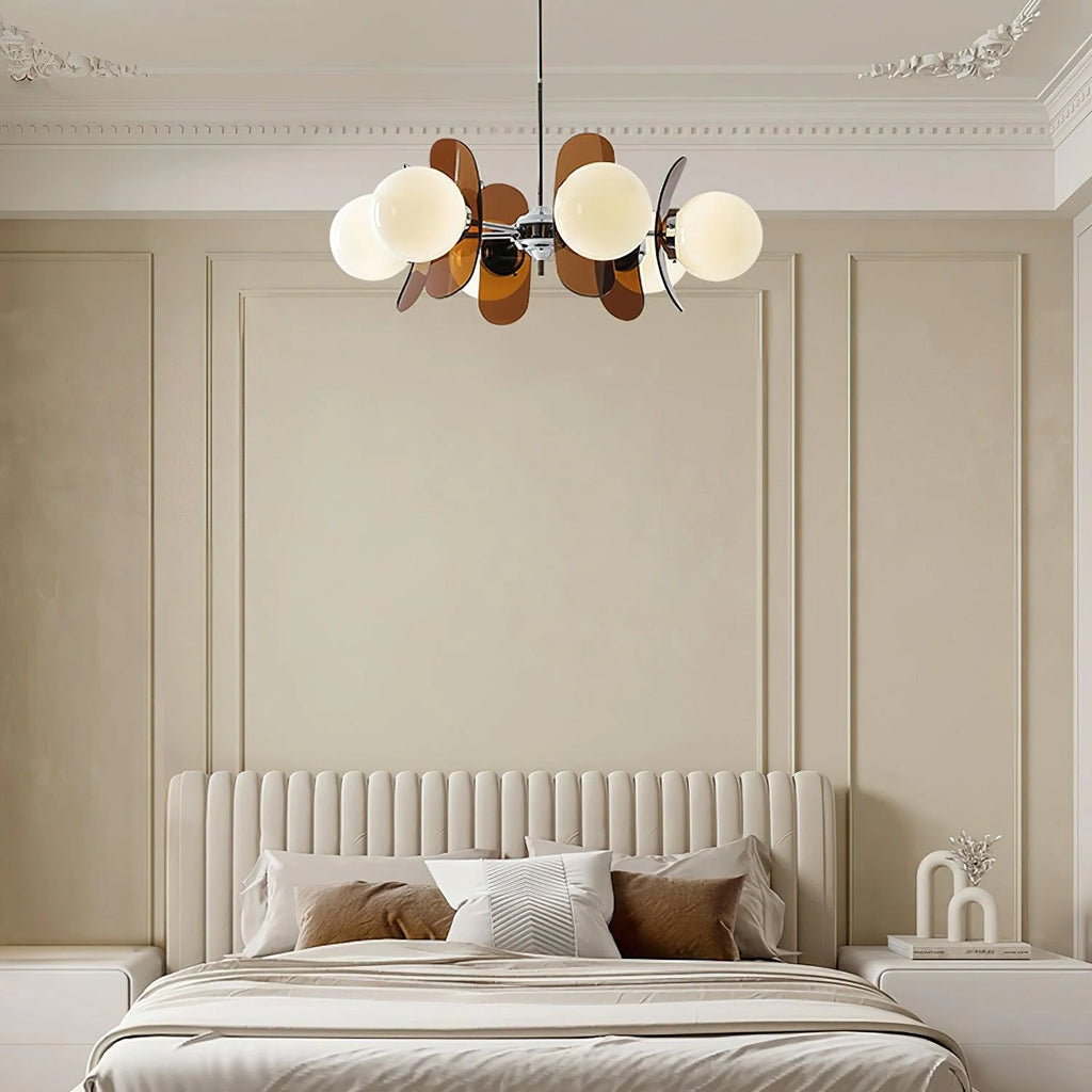 Chandelier | Floral Petal Design, Metal & Glass