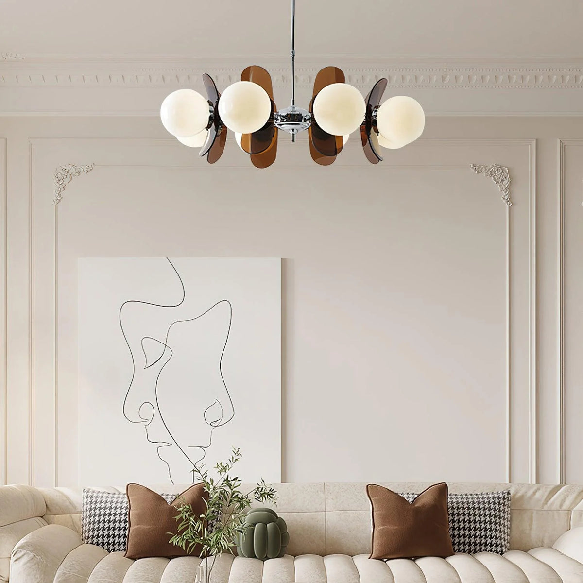 Chandelier | Floral Petal Design, Metal & Glass