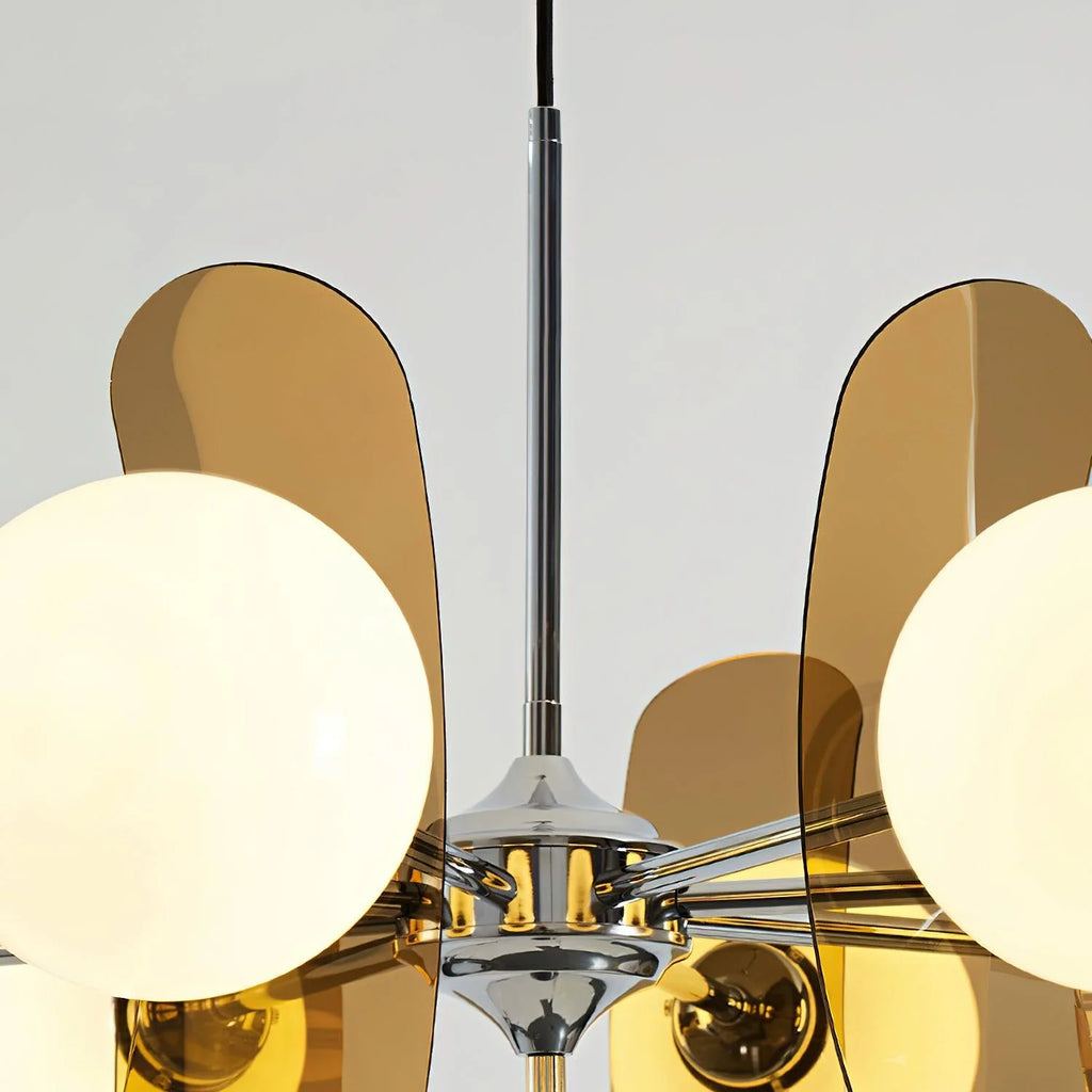 Chandelier | Floral Petal Design, Metal & Glass