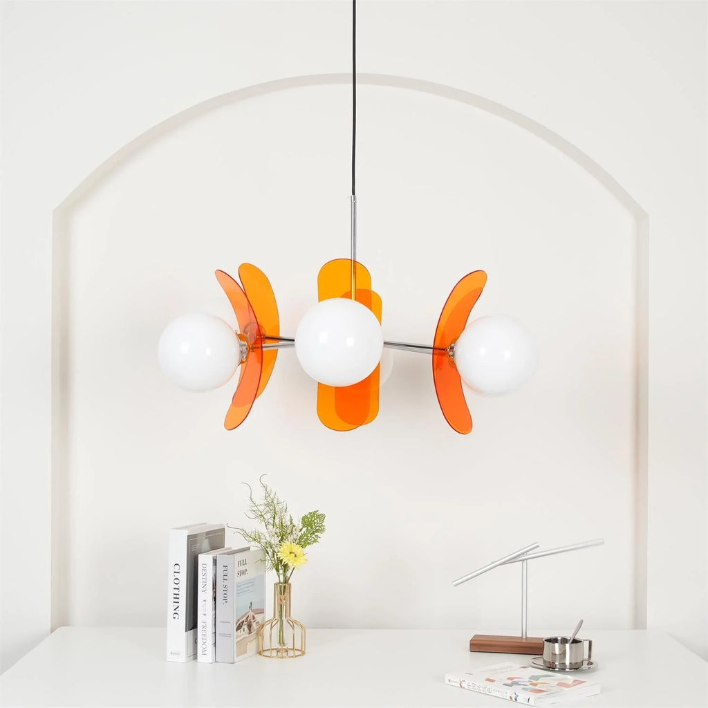 Chandelier | Floral Petal Design, Metal & Glass