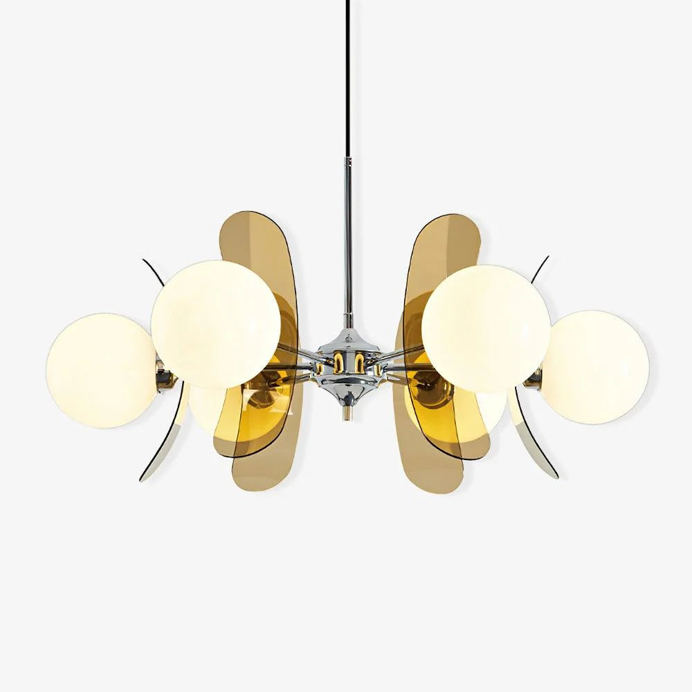 Chandelier | Floral Petal Design, Metal & Glass