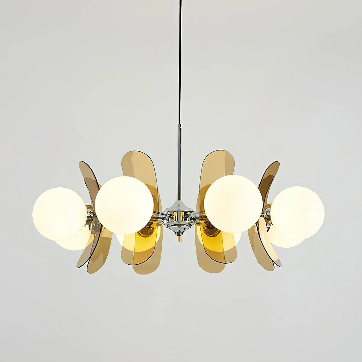 Chandelier | Floral Petal Design, Metal & Glass