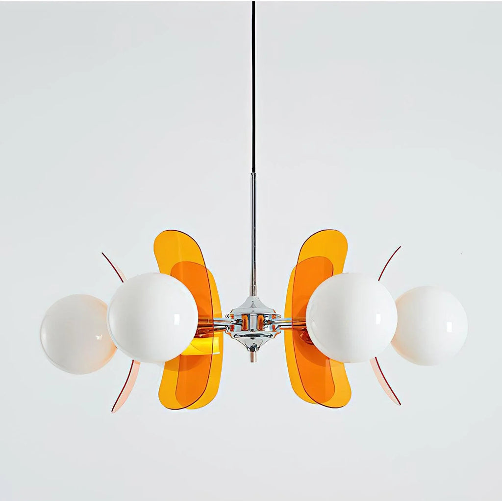 Chandelier | Floral Petal Design, Metal & Glass