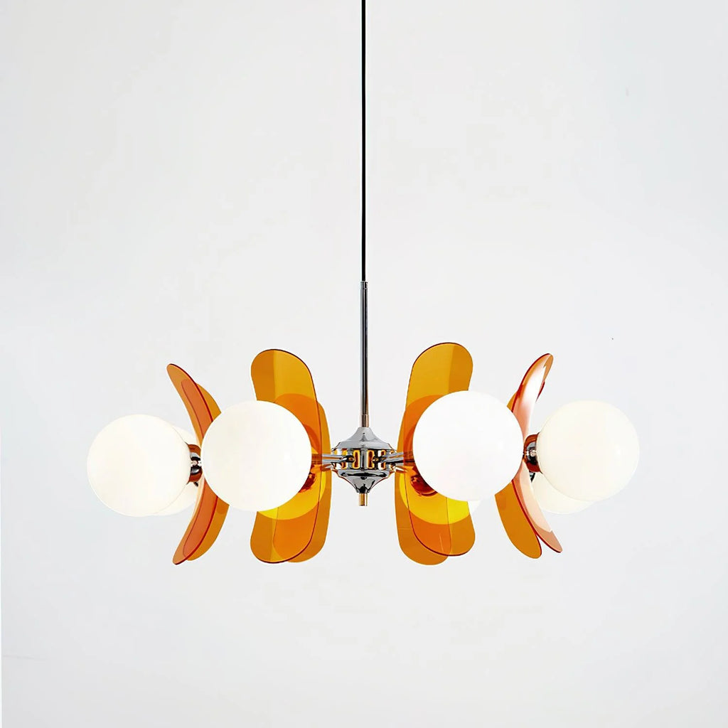 Chandelier | Floral Petal Design, Metal & Glass