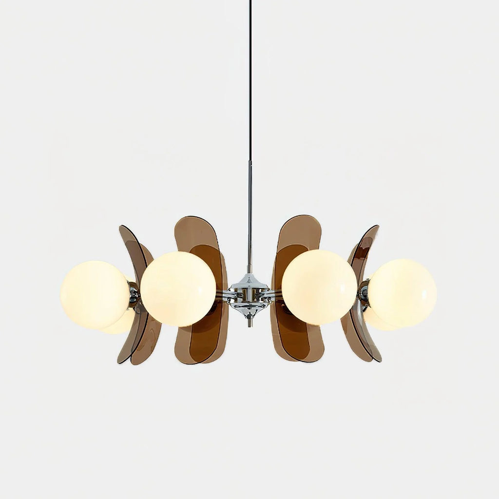 Chandelier | Floral Petal Design, Metal & Glass