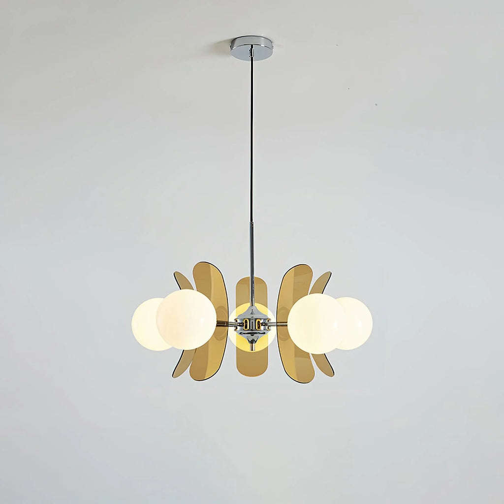 Chandelier | Floral Petal Design, Metal & Glass