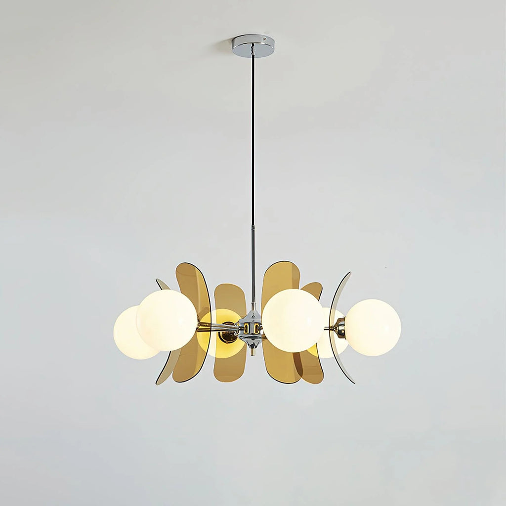 Chandelier | Floral Petal Design, Metal & Glass