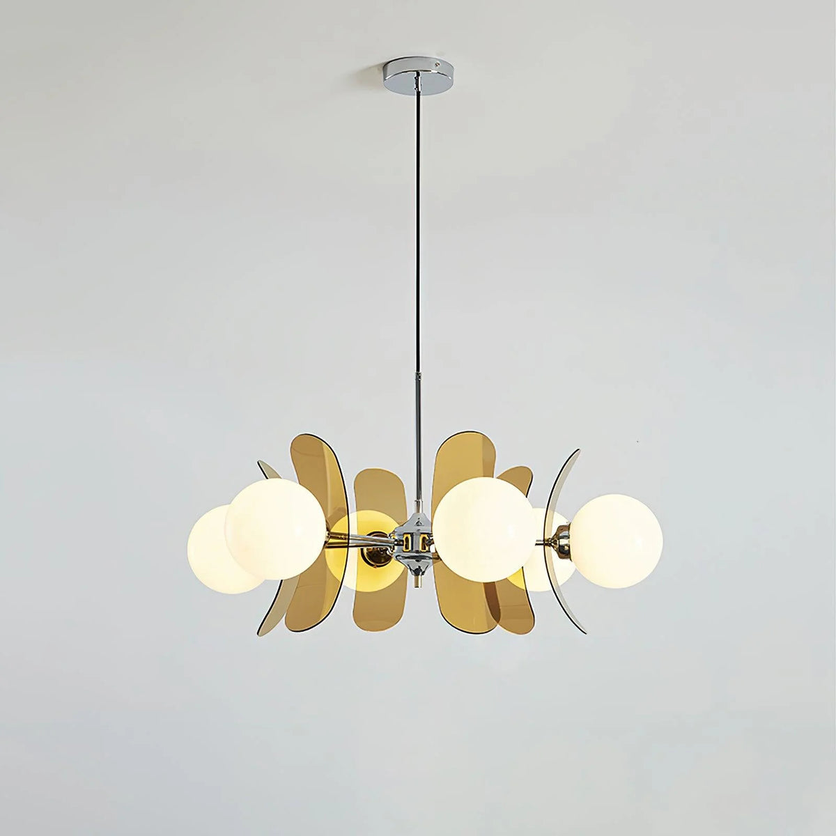 Chandelier | Floral Petal Design, Metal & Glass