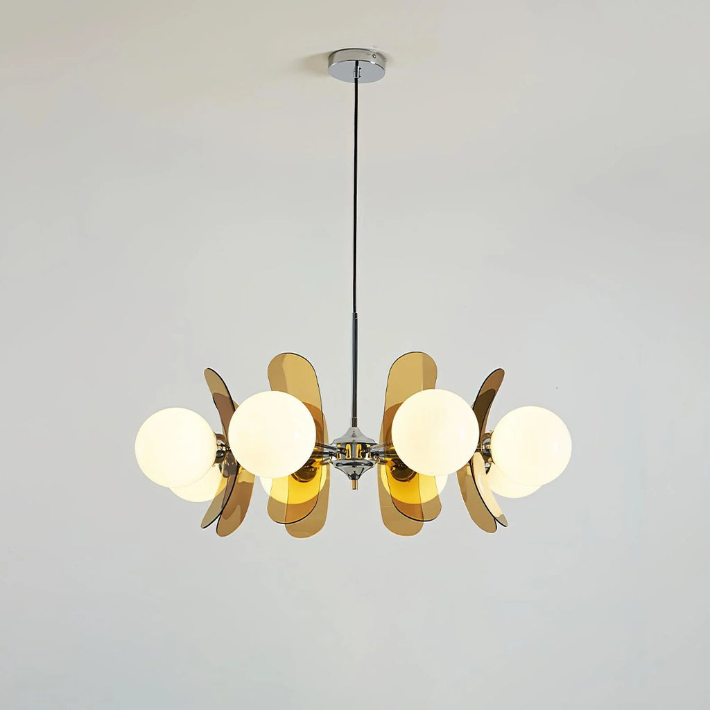 Chandelier | Floral Petal Design, Metal & Glass