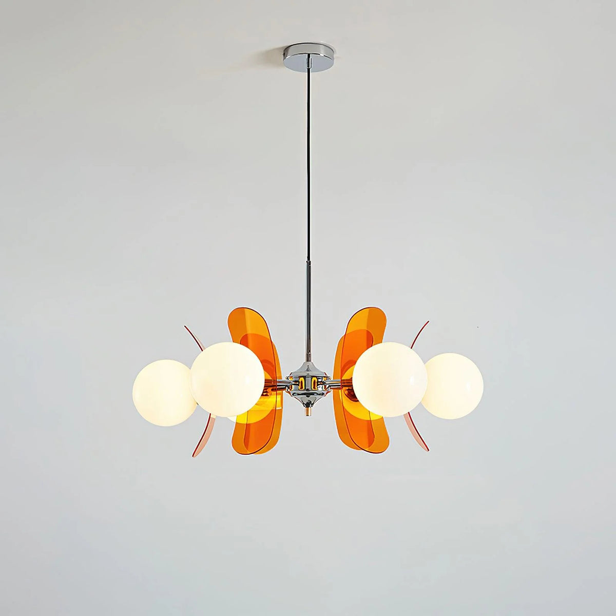 Chandelier | Floral Petal Design, Metal & Glass