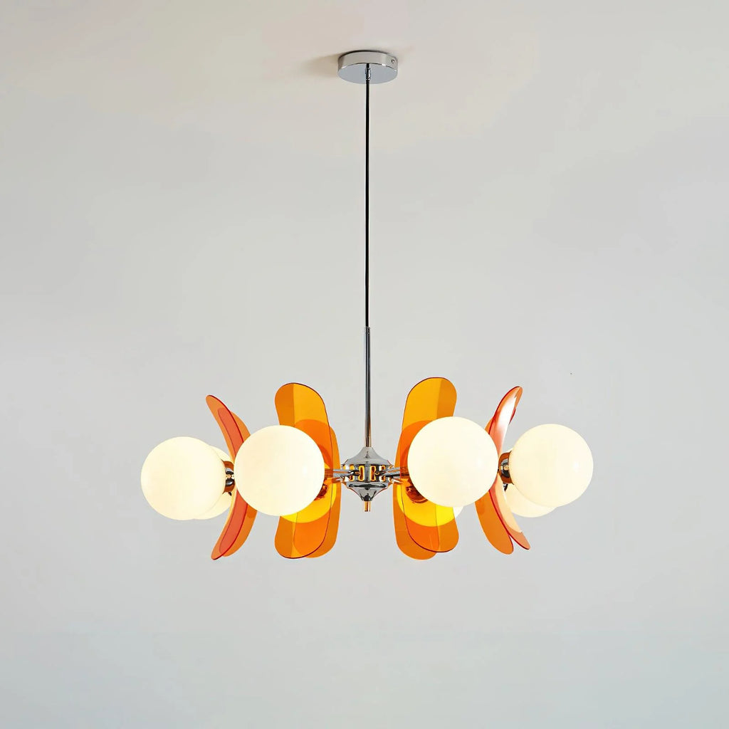Chandelier | Floral Petal Design, Metal & Glass
