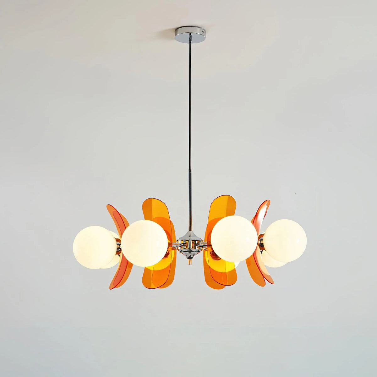 Chandelier | Floral Petal Design, Metal & Glass
