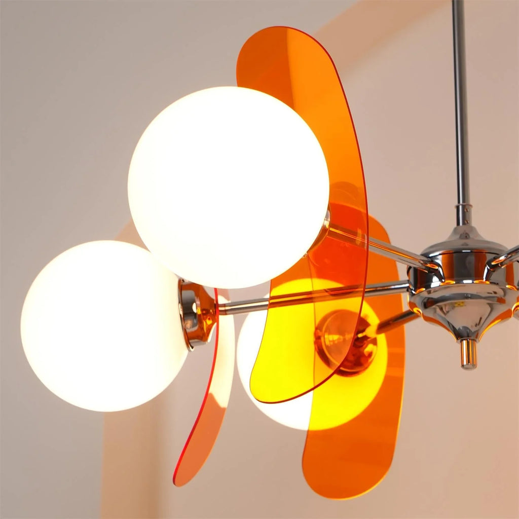 Chandelier | Floral Petal Design, Metal & Glass