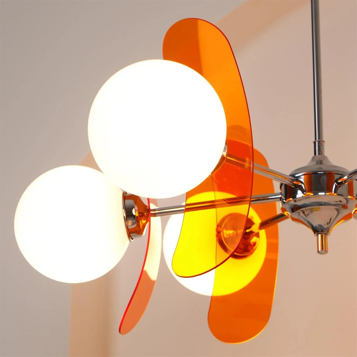 Chandelier | Floral Petal Design, Metal & Glass
