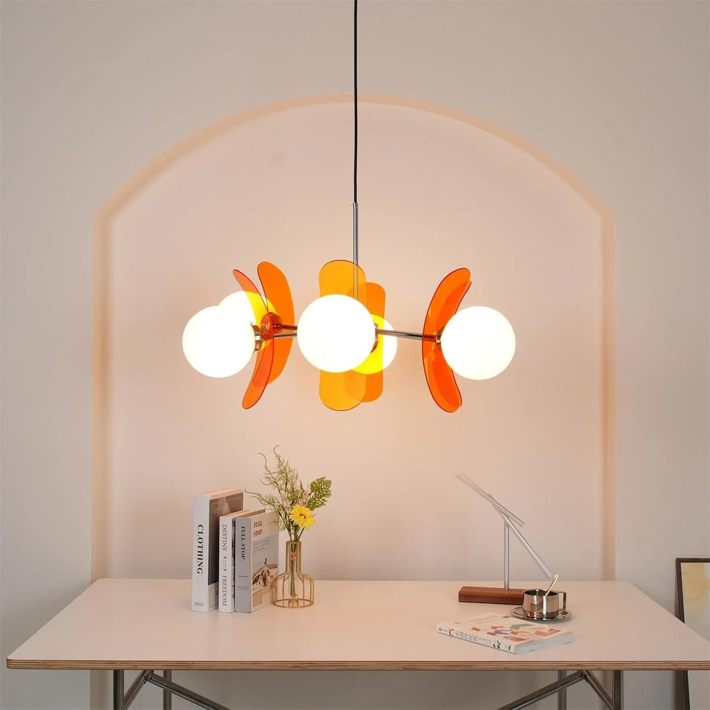 Chandelier | Floral Petal Design, Metal & Glass