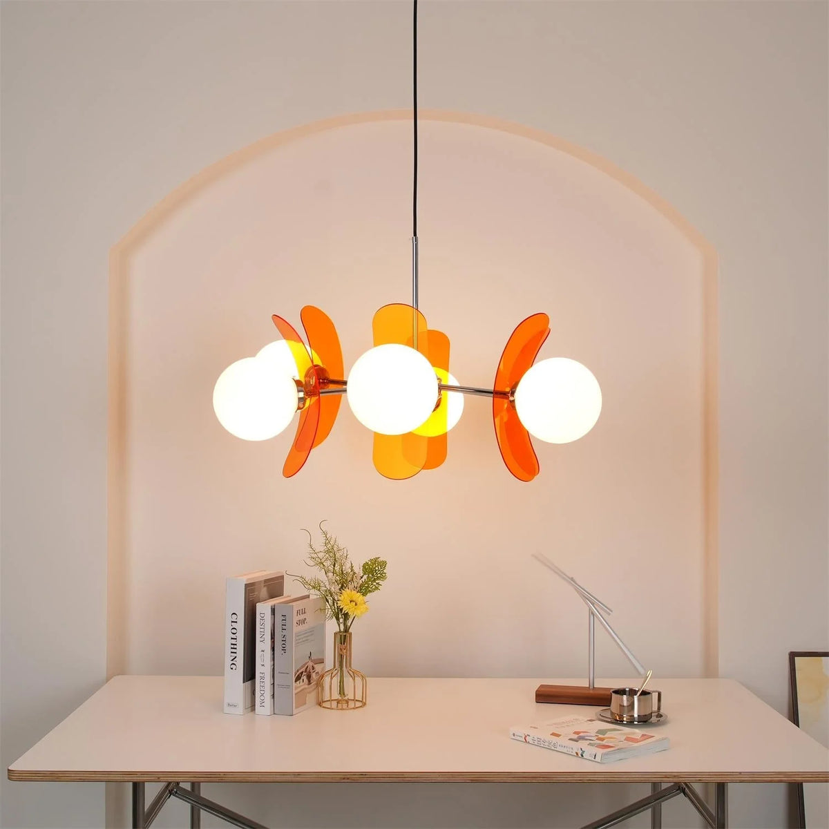 Chandelier | Floral Petal Design, Metal & Glass