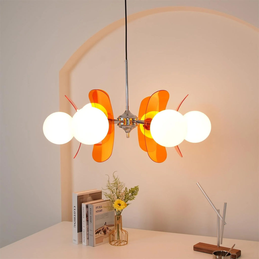 Chandelier | Floral Petal Design, Metal & Glass