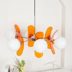 Chandelier | Floral Petal Design, Metal & Glass